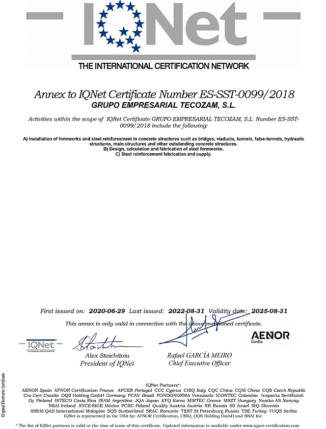 ANEXO IQNet - ISO 45001 - SST-0099/2018 - GRUPO EMPRESARIAL TECOZAM S.L.