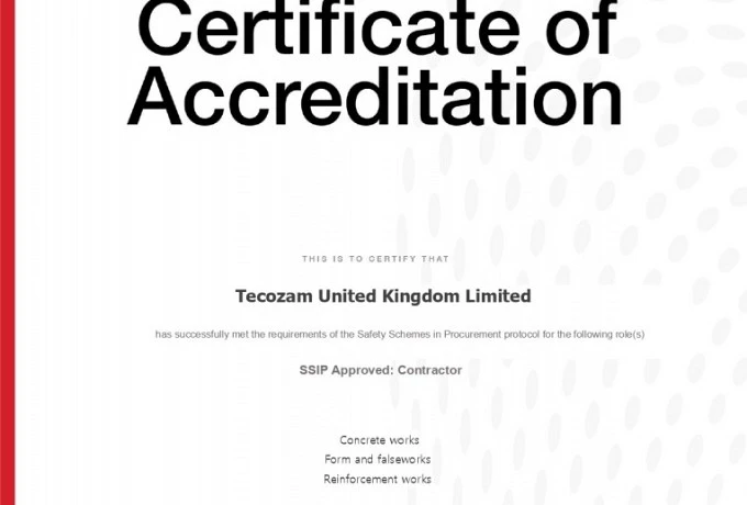 TecoZam UK has been awarded the Building Confidence SSIP Certificate from Achilles