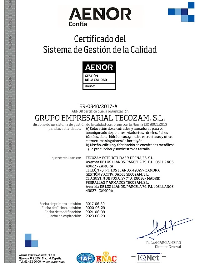 ISO 9001 - GRUPO EMPRESARIAL TECOZAM