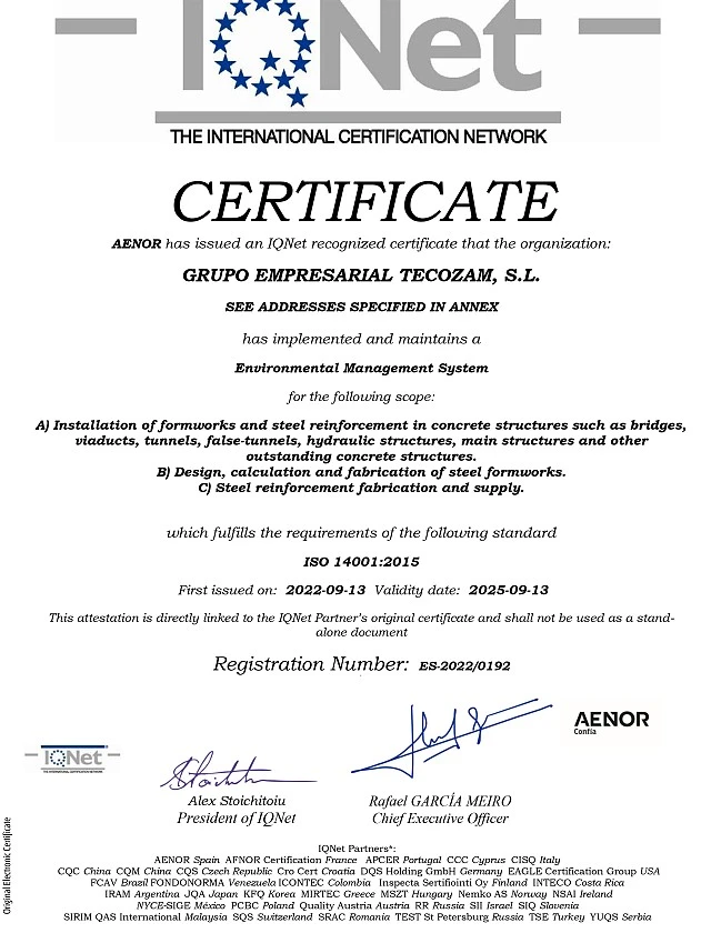 ISO 14001 - CERTIFICADO IQNet - GA  ES2022/0192
