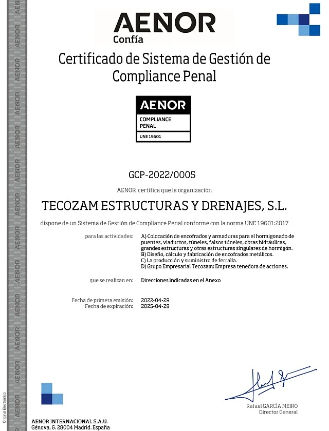 UNE 19601 - GCP - 2022/0005 - GRUPO EMPRESARIAL TECOZAM