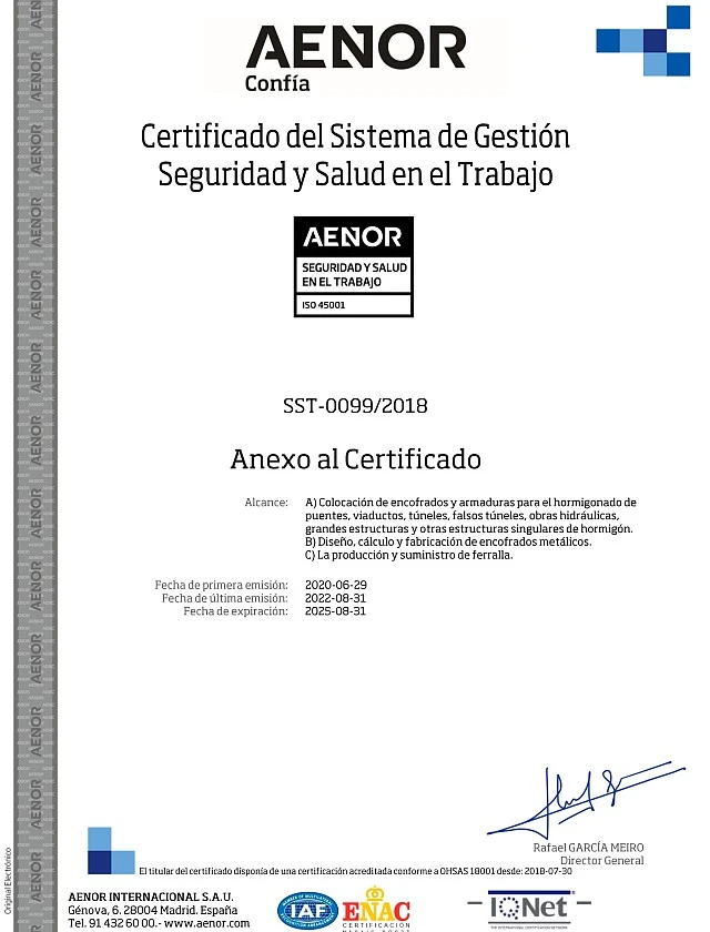 ANEXO ISO 45001 - SST-0099/2018 - GRUPO EMPRESARIAL TECOZAM S.L.