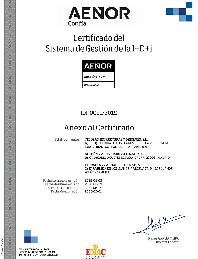 ANEXO CERTIFICADO I+D+i